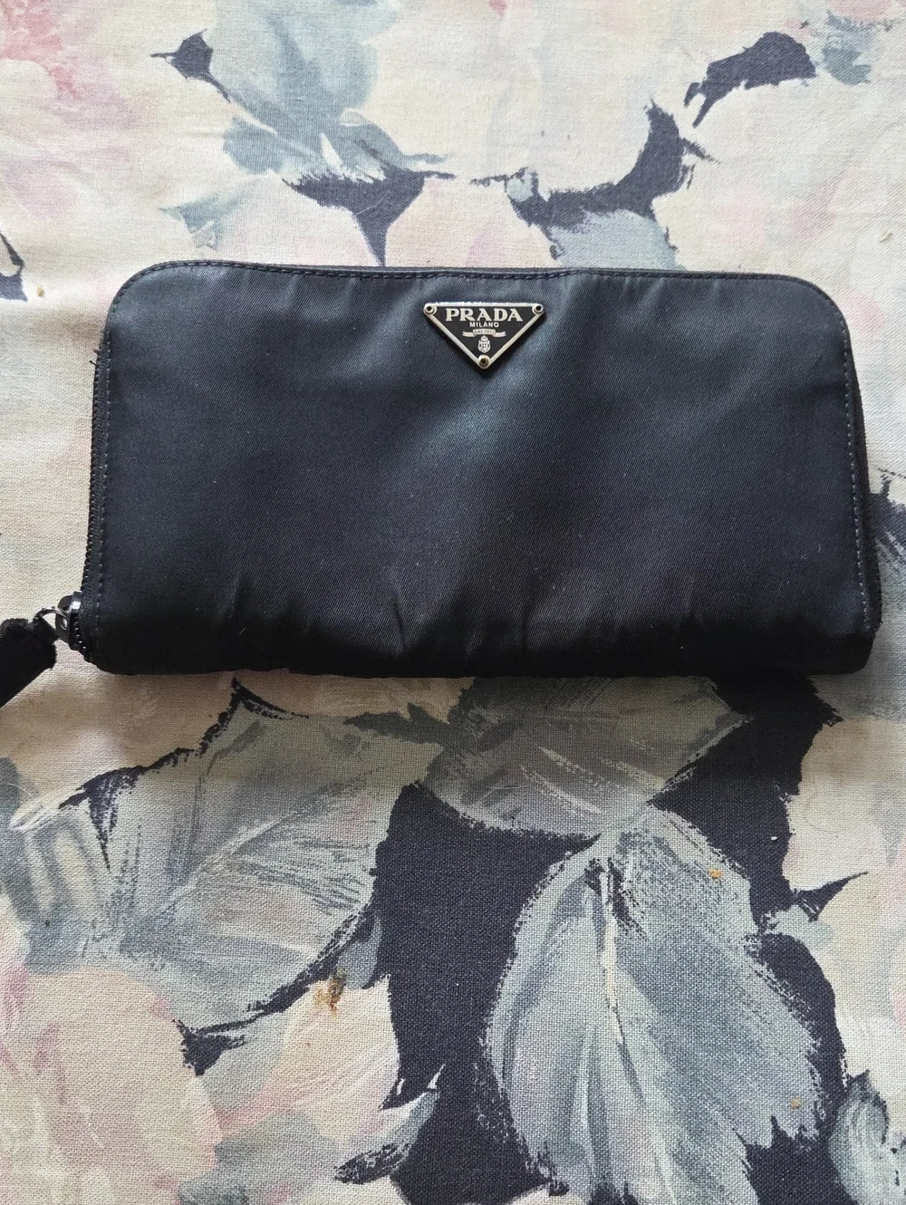 Prada Black Zip-Around Nylon Wallet